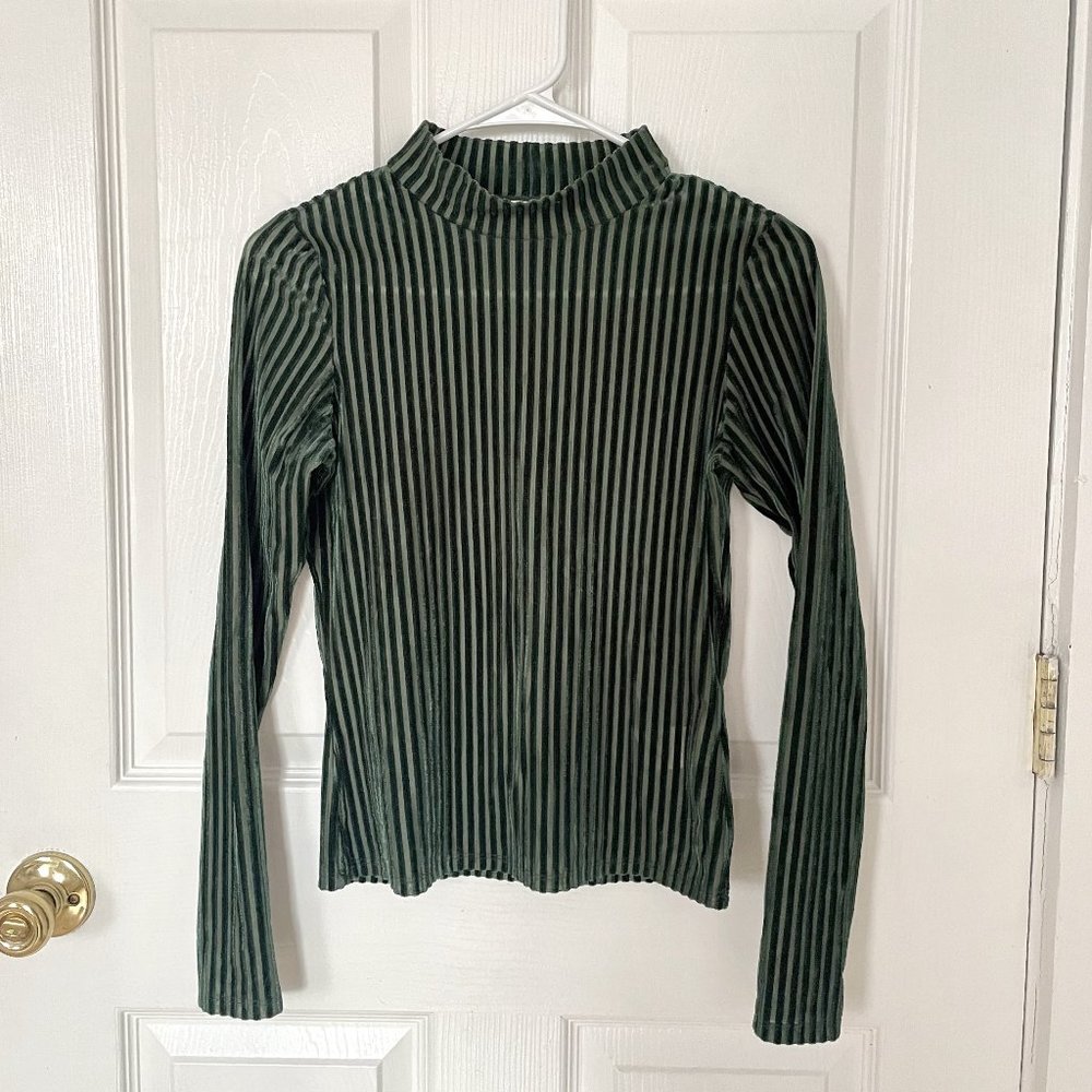 Monki Velvet Ribbed Long Sleeve Top (Size X Small)
